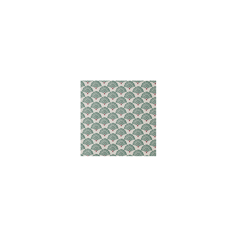 Printed Acryl Coated Cotton MAYUR Ecru / Green